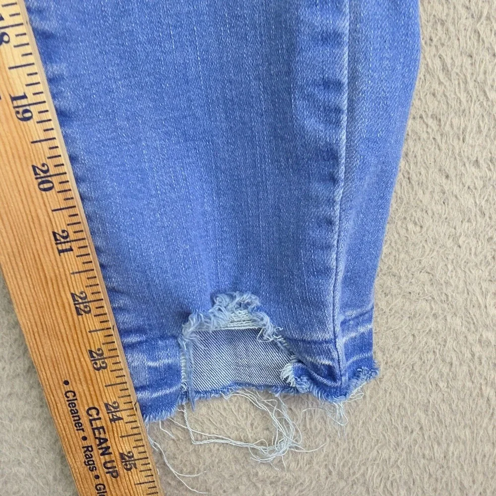 Mossimo Jeans Womens 4 Jegging Crop Skinny Medium Wash Distressed Hem‎ Stretch